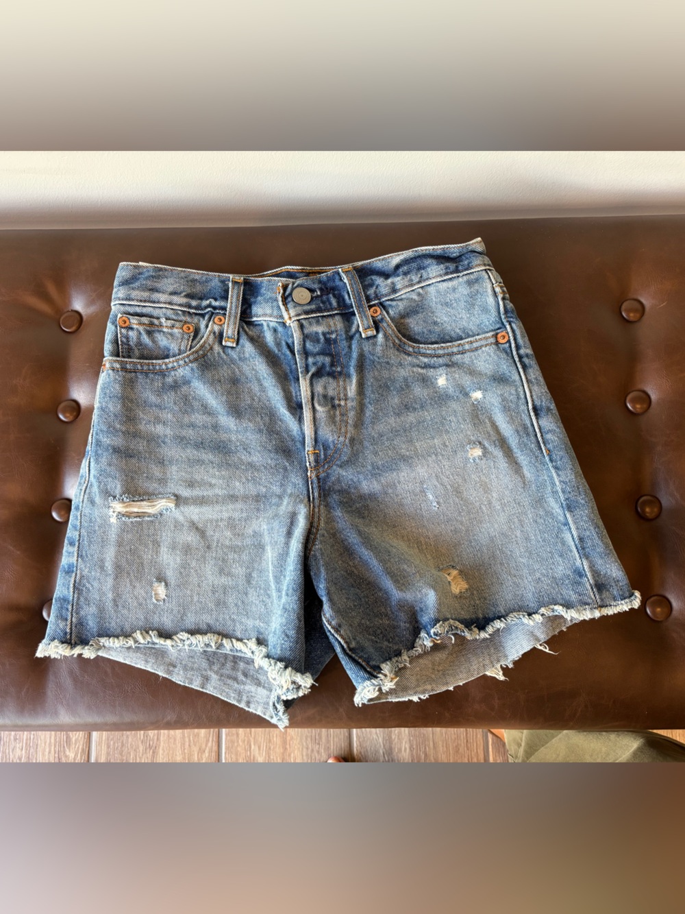 Levi’s High-Waist Distressed Denim Shorts
